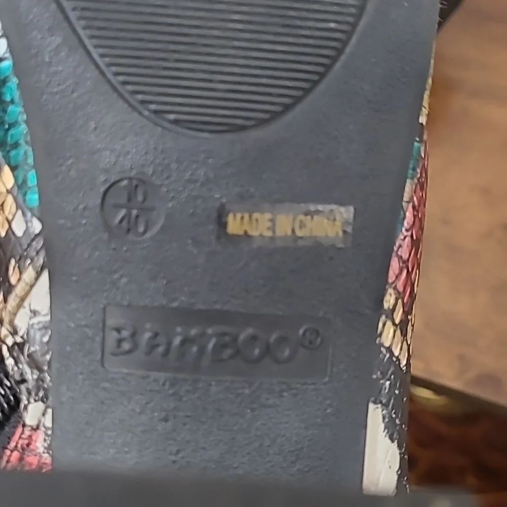 Bamboo SORBET Colorful Snakeskin Print Platform Heeled Boots size 10